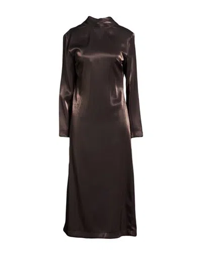 Grifoni Woman Midi Dress Dark Brown Size 4 Viscose, Polyester