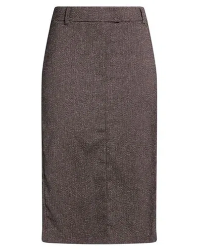 Grifoni Woman Midi Skirt Dark Brown Size 4 Polyester, Viscose, Elastane