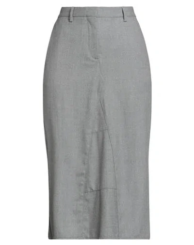 Grifoni Woman Midi Skirt Grey Size 6 Wool, Elastane