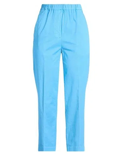 Grifoni Woman Pants Azure Size 4 Cotton, Elastane In Blue
