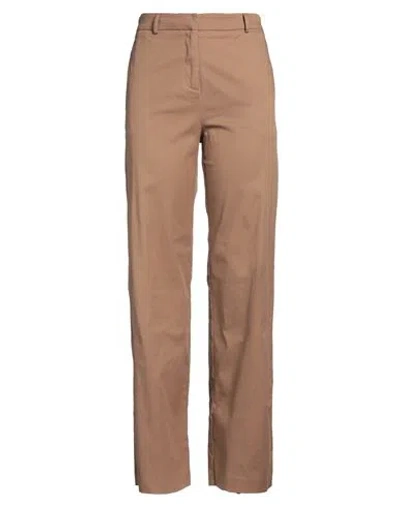 Grifoni Woman Pants Camel Size 10 Cotton, Elastane In Brown