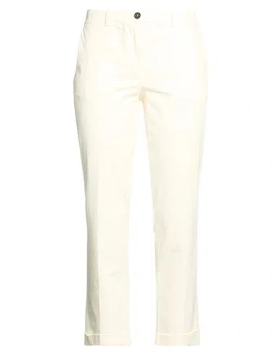 Grifoni Woman Pants Cream Size 6 Cotton, Elastane In White