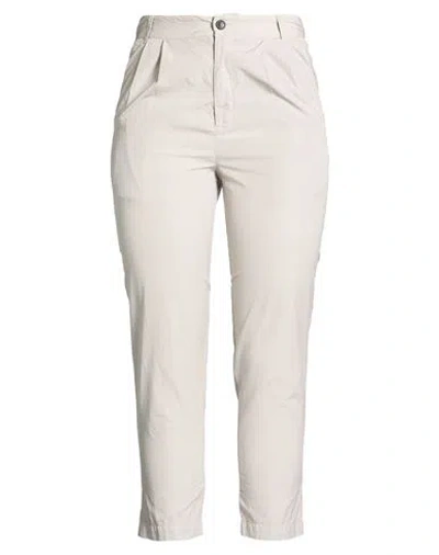 Grifoni Woman Pants Light Grey Size 14 Cotton In White