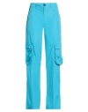 Grifoni Woman Pants Turquoise Size 10 Cotton In Blue