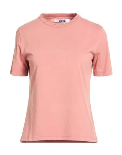 Grifoni Woman T-shirt Brick Size M Cotton In Pink