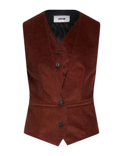 Grifoni Woman Tailored Vest Rust Size 8 Polyester, Virgin Wool, Elastane In Brown