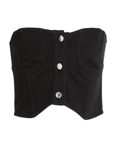 Grifoni Woman Top Black Size 2 Cotton, Elastane