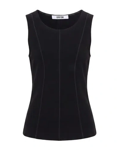 Grifoni Woman Top Black Size 4 Viscose, Polyamide, Elastane