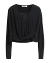 Grifoni Woman Top Black Size 8 Acetate, Silk
