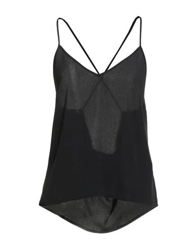 Grifoni Woman Top Black Size 8 Acetate, Silk