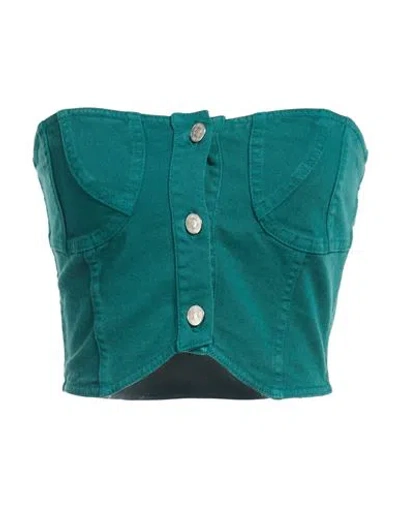 Grifoni Woman Top Emerald Green Size 8 Cotton, Elastane