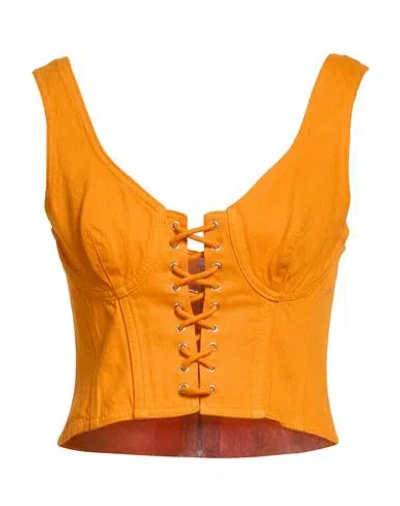 Grifoni Woman Top Orange Size 4 Cotton, Elastane In Animal Print