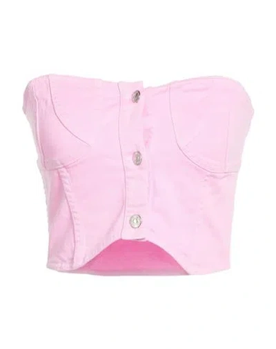 Grifoni Woman Top Pink Size 6 Cotton, Elastane