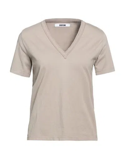 Grifoni Woman T-shirt Taupe Size S Cotton In Grey