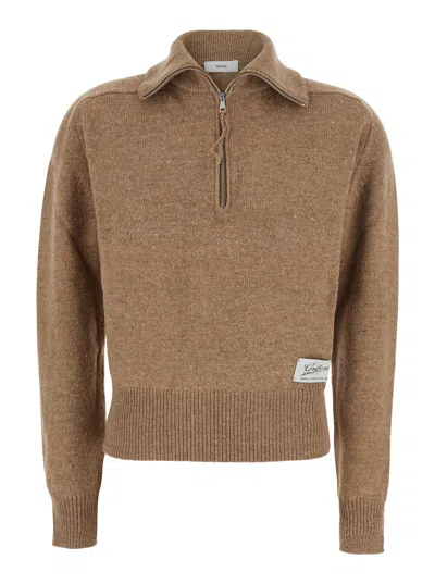 Grifoni Women's 100% Wool Zip-up Sweater With High Collar In Beige