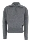 Grifoni Wool Half-zip Pullover Sweater In Gray
