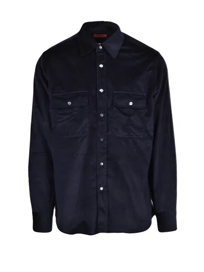 Grigio Blue Corduroy Cotton Shirt