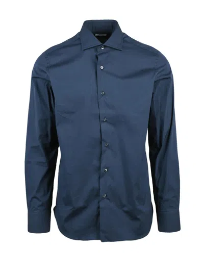 Grigio Blue Tailored Stretch Shirt In Green