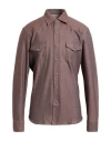 Grigio Man Denim Shirt Brown Size 16 Cotton In Brown