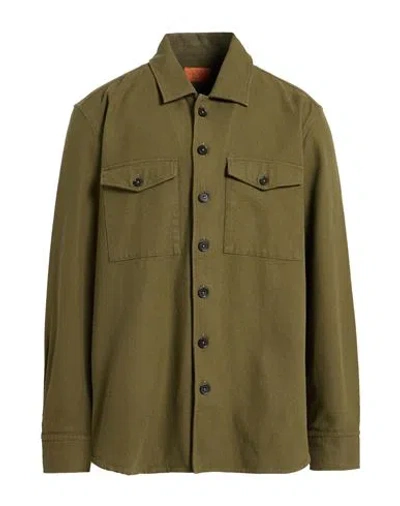Grigio Man Shirt Military Green Size 16 Cotton