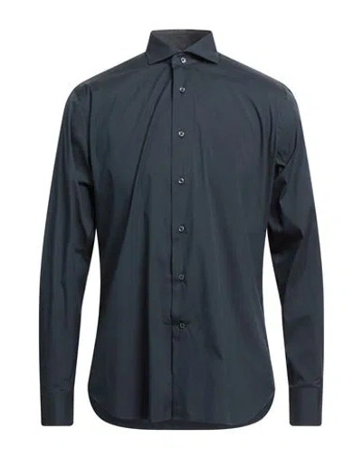 Grigio Man Shirt Midnight Blue Size 16 ½ Cotton, Polyamide, Elastane In Navy Blue