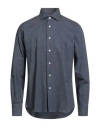 Grigio Washed Man Shirt Navy Size 17 Cotton In Blue