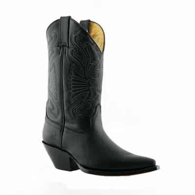 Pre-owned Grinders Buffalo Mens  Black Leather Boots Slip On Western Cowboy Boots