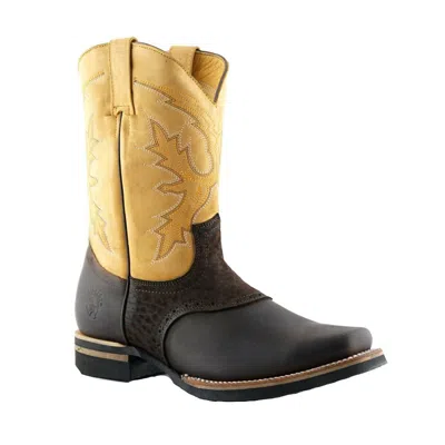 Pre-owned Grinders Frontier Tan Brown Leather Boots Square Toe Cowboy Ankle Chelsea Boots