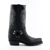 Grinders Mens Black Leather Cowboy Boots-bald Eagle In Black