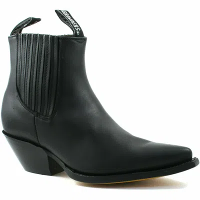 Pre-owned Grinders Mens  Black Mustang Slip On Cowboy Western Chelsea Ankle Boot