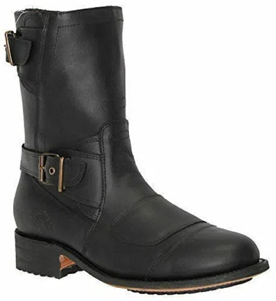 Pre-owned Grinders Mens  Route 66 Boots Black Leather Cowboy Western Pointed Biker Boot