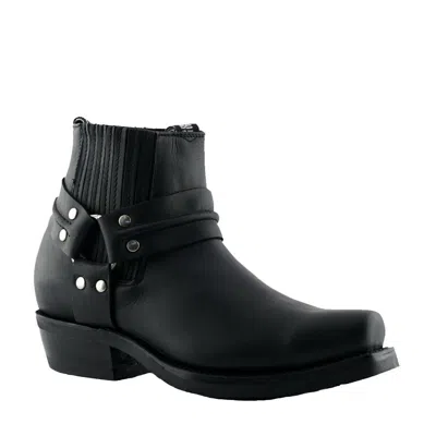 Pre-owned Grinders Renegade Lo Black Leather Boots Cowboy Western Biker Boots