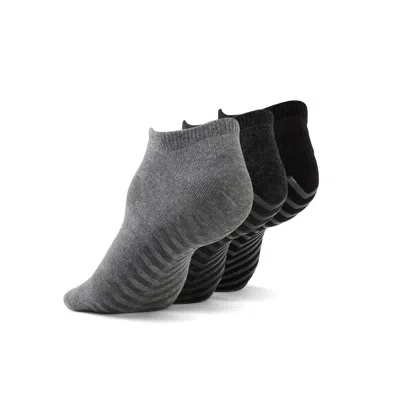 Gripjoy Men's Low Cut Socks With Grips (pack Of 3) In Grey