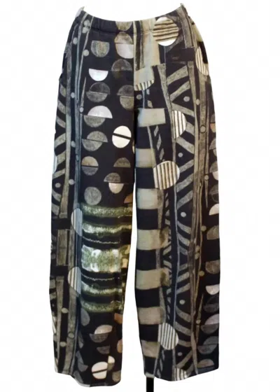 Grizas Women's Geometric Print Wide Leg Trouser Pant In Multi In Black