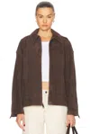 Grlfrnd Alek Suede Jacket In Chocolate Brown