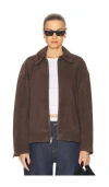 Grlfrnd Alek Suede Jacket In Chocolate Brown