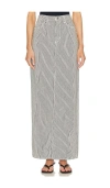 Grlfrnd Amara Maxi Pencil Skirt With Back Slit In Ticking Stripe