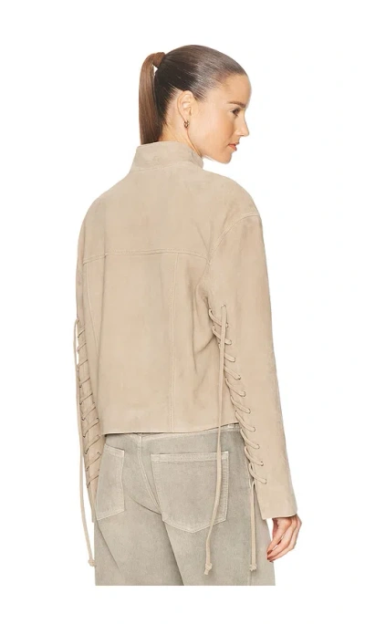 Grlfrnd Annika Suede Lace Up Jacket In Desert Sand
