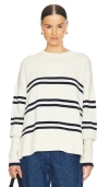 Grlfrnd Astrid Pullover In Ivory & Navy