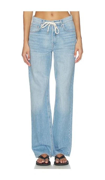 Grlfrnd Bella Low Rise Boyfriend Drawstring In Blue