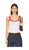 Grlfrnd Cami Top In White & Vintage Red