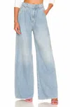 GRLFRND CHLOE HIGH RISE PLEATED WIDE LEG JEANS IN SAWTELLE