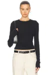 Grlfrnd Crew Neck Extra Long Sleeve Tee In Black