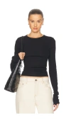 Grlfrnd Crew Neck Extra Long Sleeve Tee In Black
