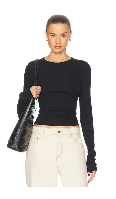 Grlfrnd Crew Neck Extra Long Sleeve Tee In Black