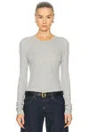 Grlfrnd Crew Neck Extra Long Sleeve Tee In Gray