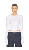 Grlfrnd Crew Neck Extra Long Sleeve Tee In White