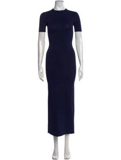 Pre-owned Grlfrnd Crew Neck Long Dress In Blue