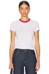 Grlfrnd Crew Neck Short Sleeve Baby Tee In White & Vintage Red