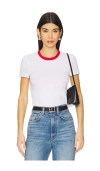 Grlfrnd Crew Neck Short Sleeve Baby Tee In White & Vintage Red